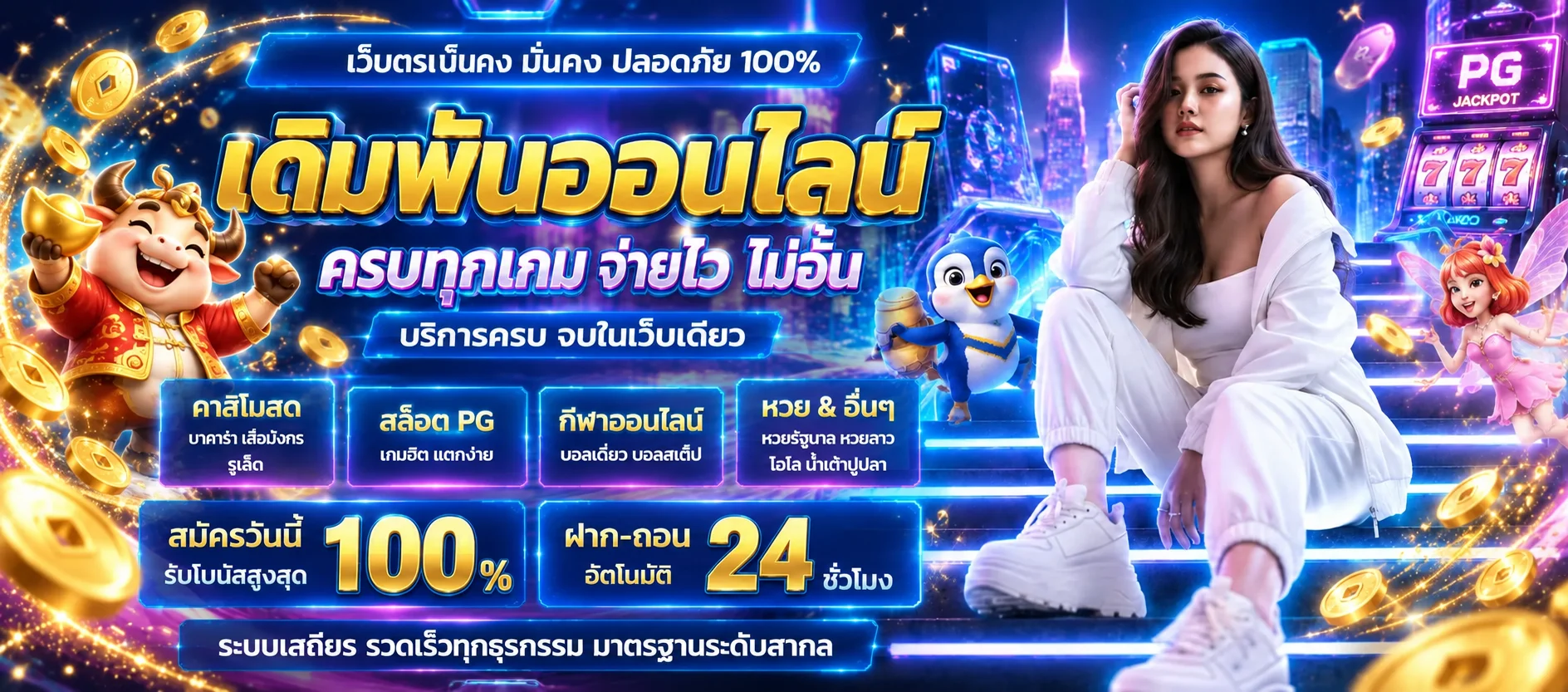 สล็อตออนไลน์ GOD OF SLOT เกม PG และมาสคอตวัวทอง